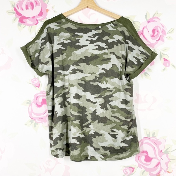 Lucky Brand Army Green Camo Print Short Sleeves Shirt XL - Picture 5 of 6